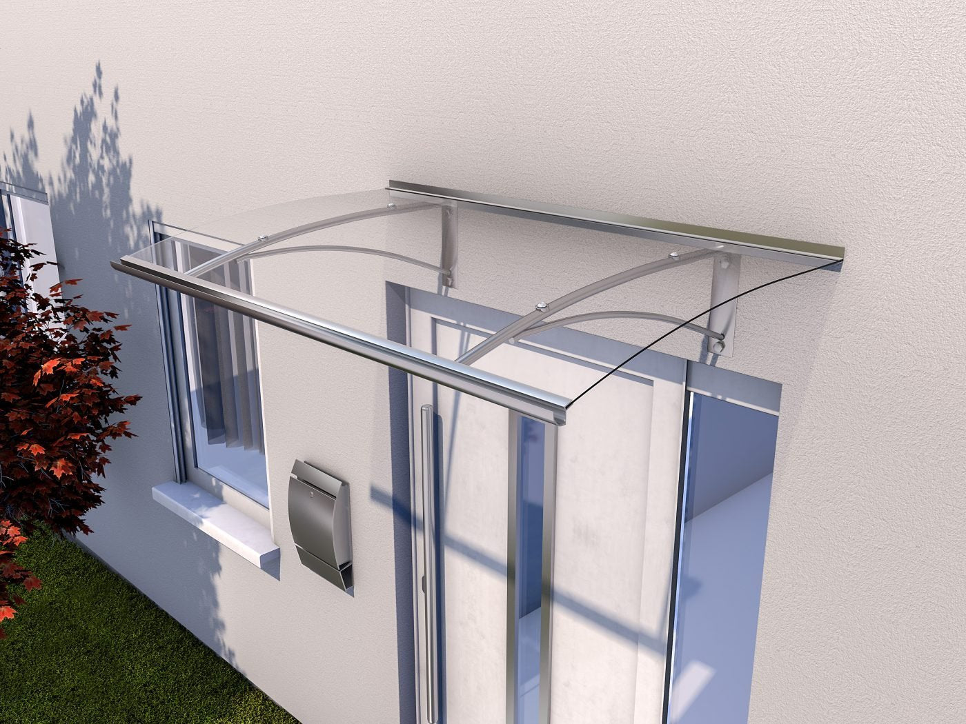 Pultvordach Hannover 160 gebogen  Abdeckung: Acrylglas, 4 mm, klar