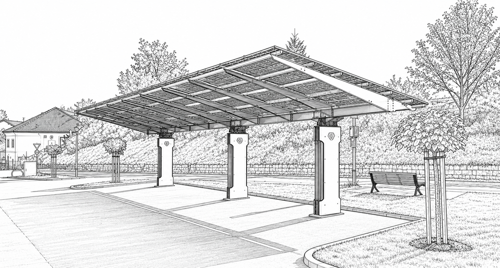 PV-Dachsystem VOLTRAIL 35 mit Modulen – 2 Modulreihen