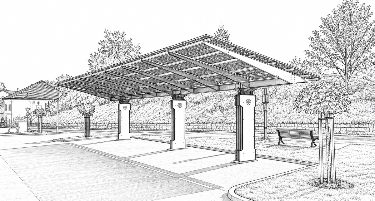 PV-Dachsystem VOLTRAIL 35 mit Modulen – 4 Modulreihen
