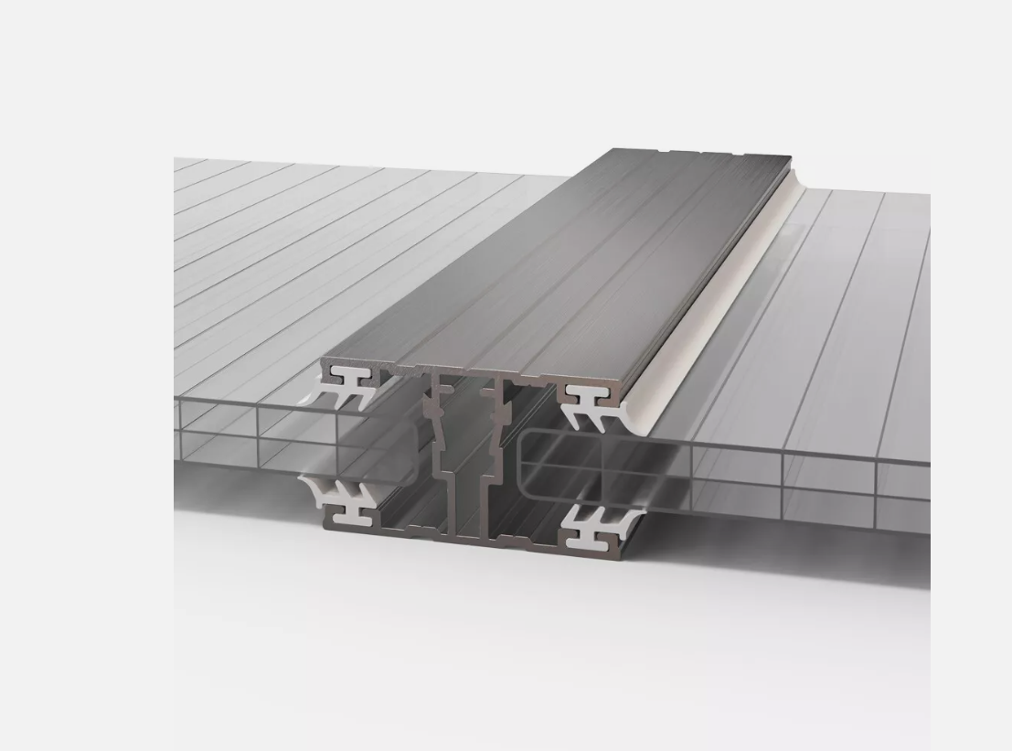 Premium Mittelprofil Alu-Alu pressblank 60mm breit Stegplatten 16mm inkl. Lippendichtung