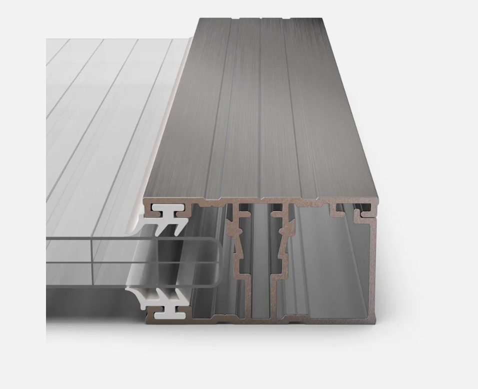 Randprofil Premium Alu-Alu pressblank 60mm breit Stegplatten 16mm inkl. Lippendichtung