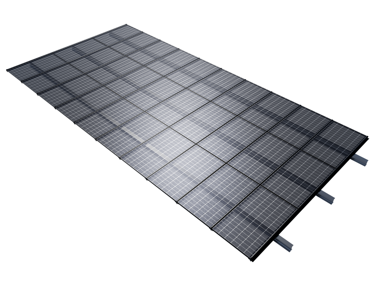 PV-Dachsystem VOLTRAIL 35 mit Modulen – 4 Modulreihen