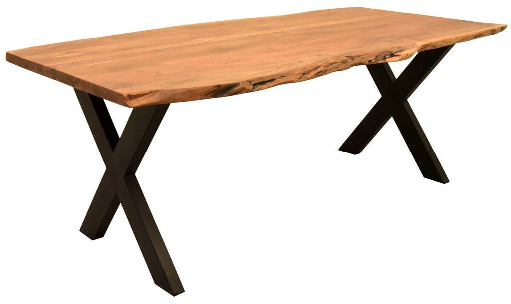 Baumkantentisch Catania Akazie | Massivholz Esstisch – 160x90 – X-Bein