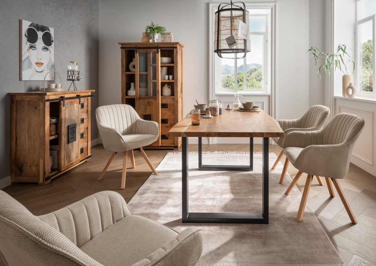 Esszimmer Set Matera beige & Tisch Catania Gestell U-Form | Designmöbel – Produktbild 1