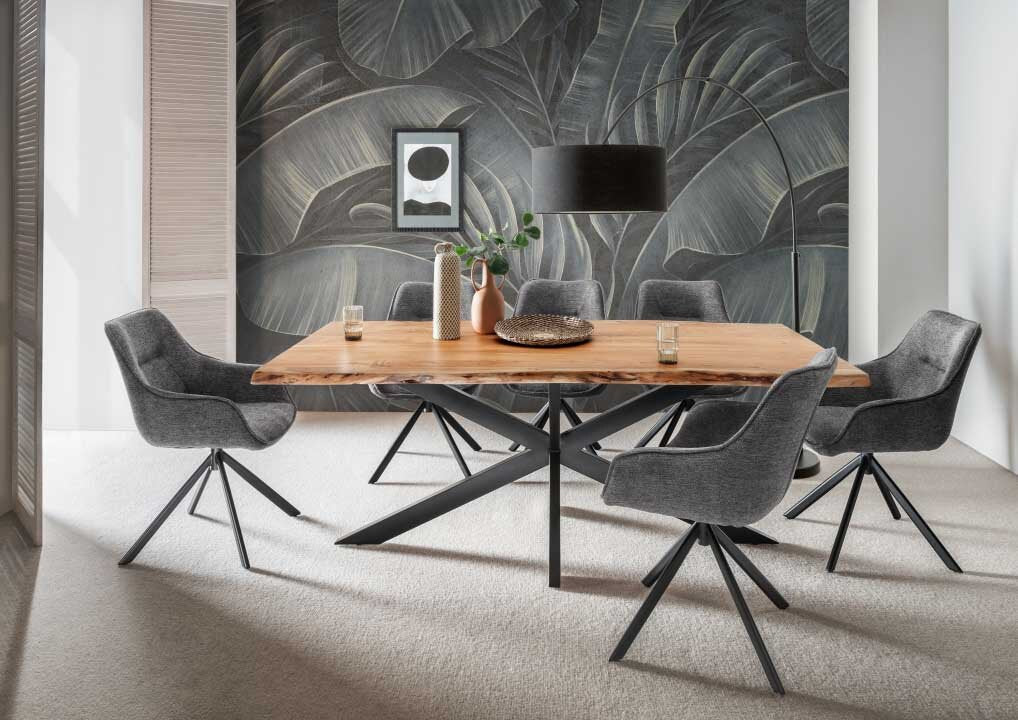 Esszimmer Set San Carlo dark grey & Tisch Catania Gestell Cross | Designmöbel – Produktbild 1