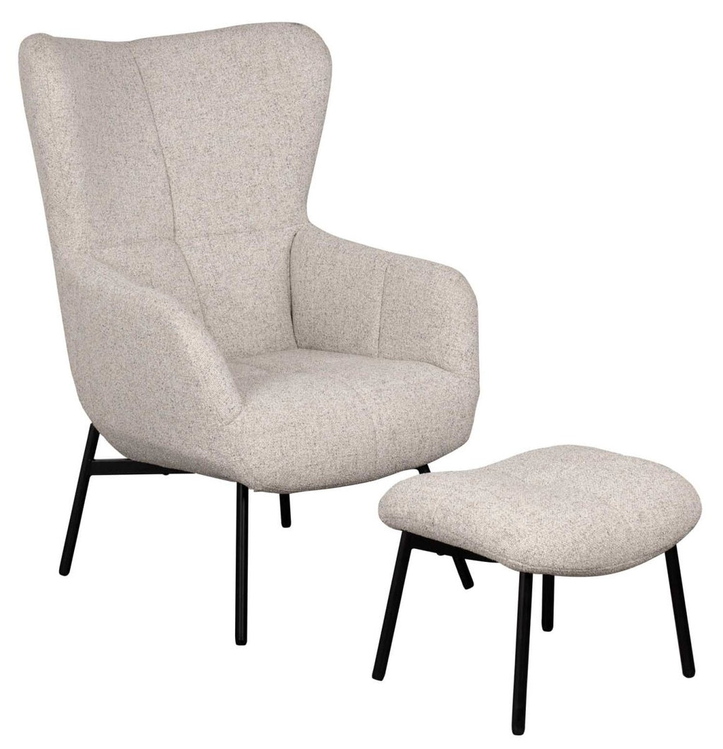 Ohrensessel Sava Beige inkl. Fußhocker | Designmöbel – Produktbild 1