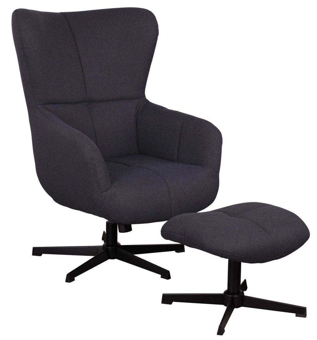 Ohrensessel Sava deep blue inkl. Fußhocker | Designmöbel – Produktbild 1