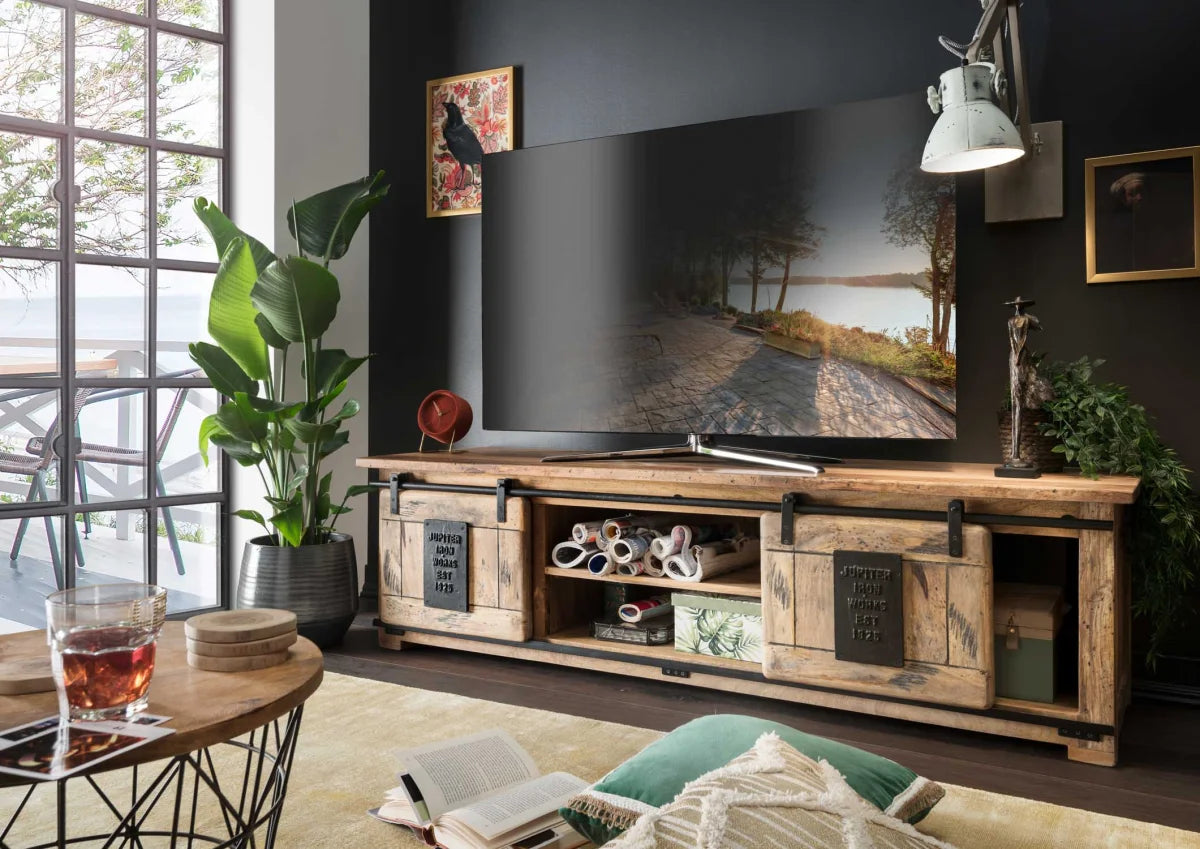 TV-Couchtisch Florenz Mango Vintage 180 x 55 x 50 cm | Massivholz Mango