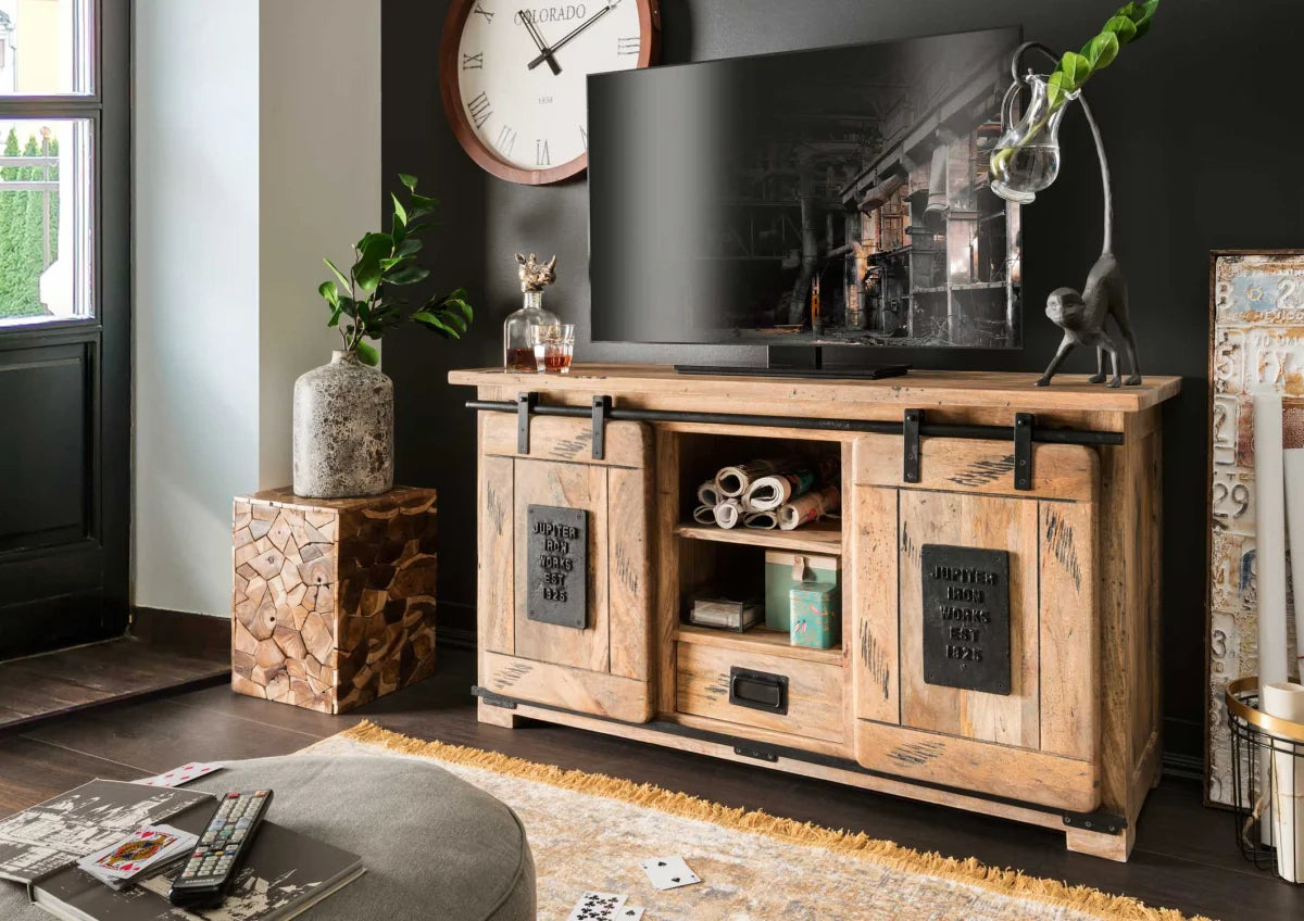 TV-Kommode Florenz Mango Vintage 128 x 45 x 70 cm | Massivholz Mango