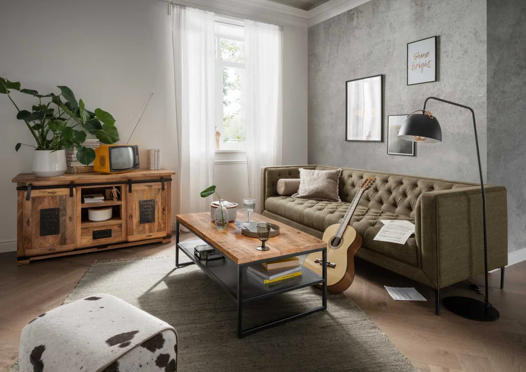 TV-Kommode Florenz Mango Vintage 128 x 45 x 70 cm | Massivholz Mango