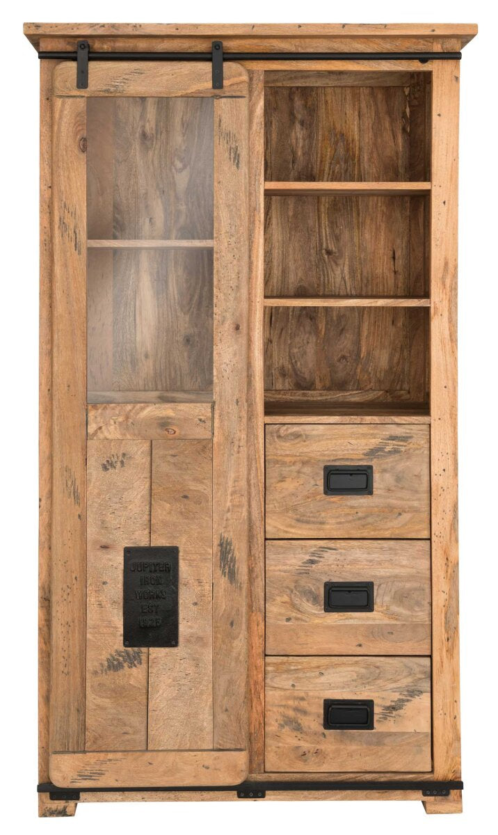 Vitrine Florenz Mango Vintage 100 x 45 x175 cm | Massivholz Mango – Produktbild 1