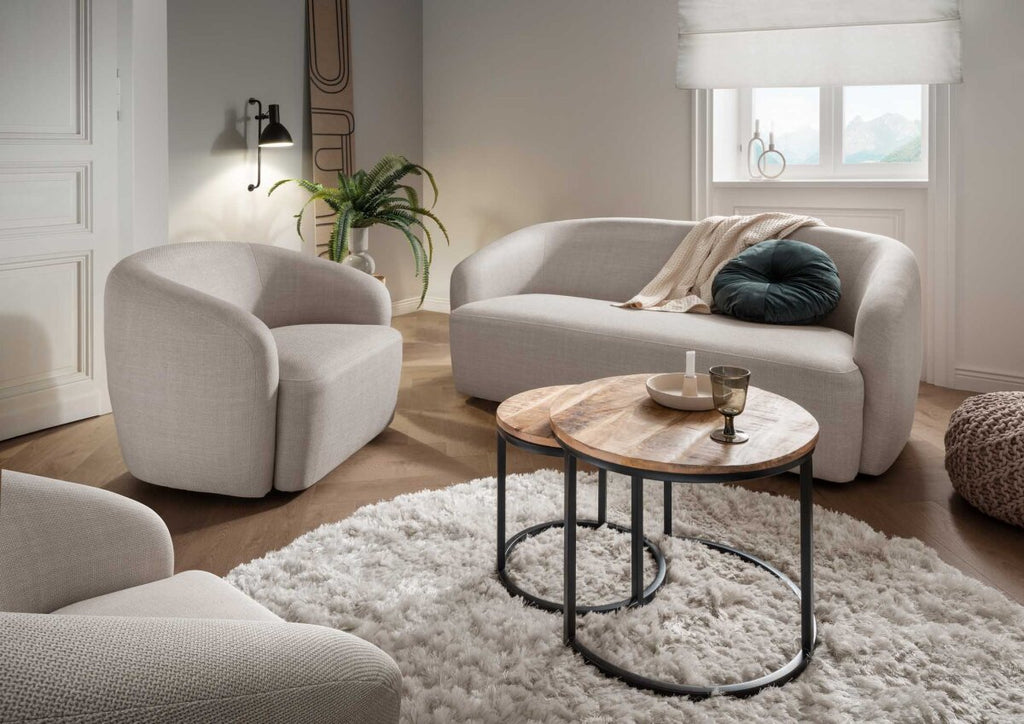 Wohnzimmer Set Loconia beige & Tisch Fermo 2er Set | Designmöbel – Produktbild 1